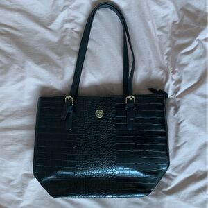 Anne Klein Black crocodile print shoulder bag